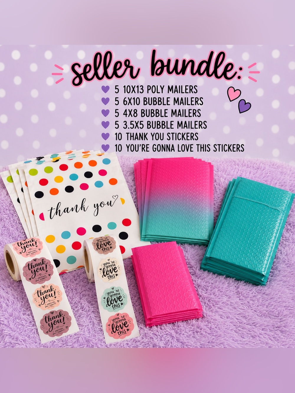 40 piece Seller Bundle: Poly & Bubble Mailers with Stickers